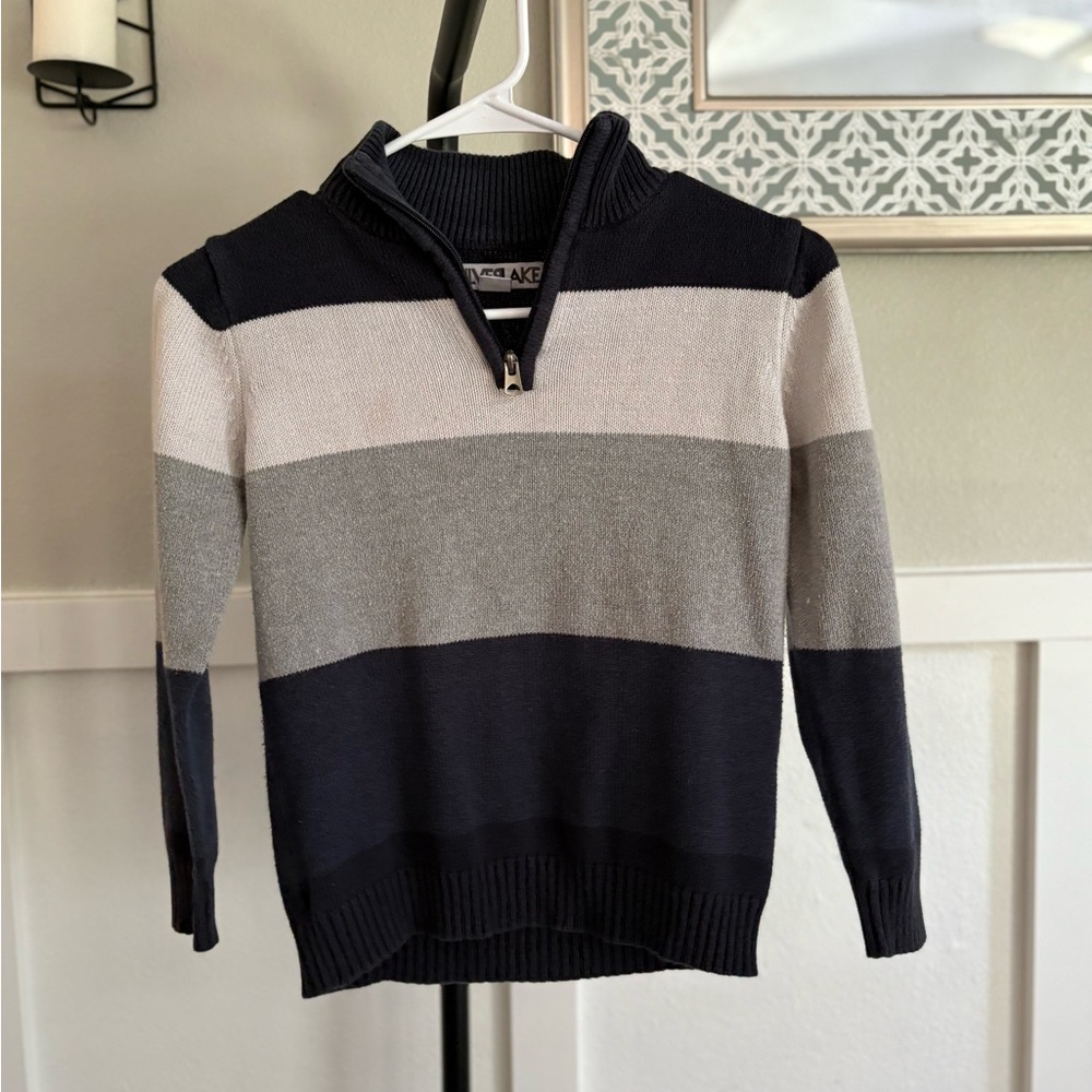 Silverlake Men's Zip-Up Sweater - Navy and Cream